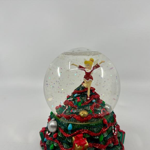 Vintage Beautiful Disney Peter Pan Tinkerbell Snow Globe with Christmas Tree - Picture 7 of 7